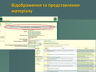 Відображення та представлення
матеріалу

 