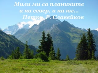 Мили ми са планините
и на север, и на юг…
Петко Р. Славейков

 
