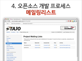 4. 오픈소스 개발 프로세스
메일링리스트

 