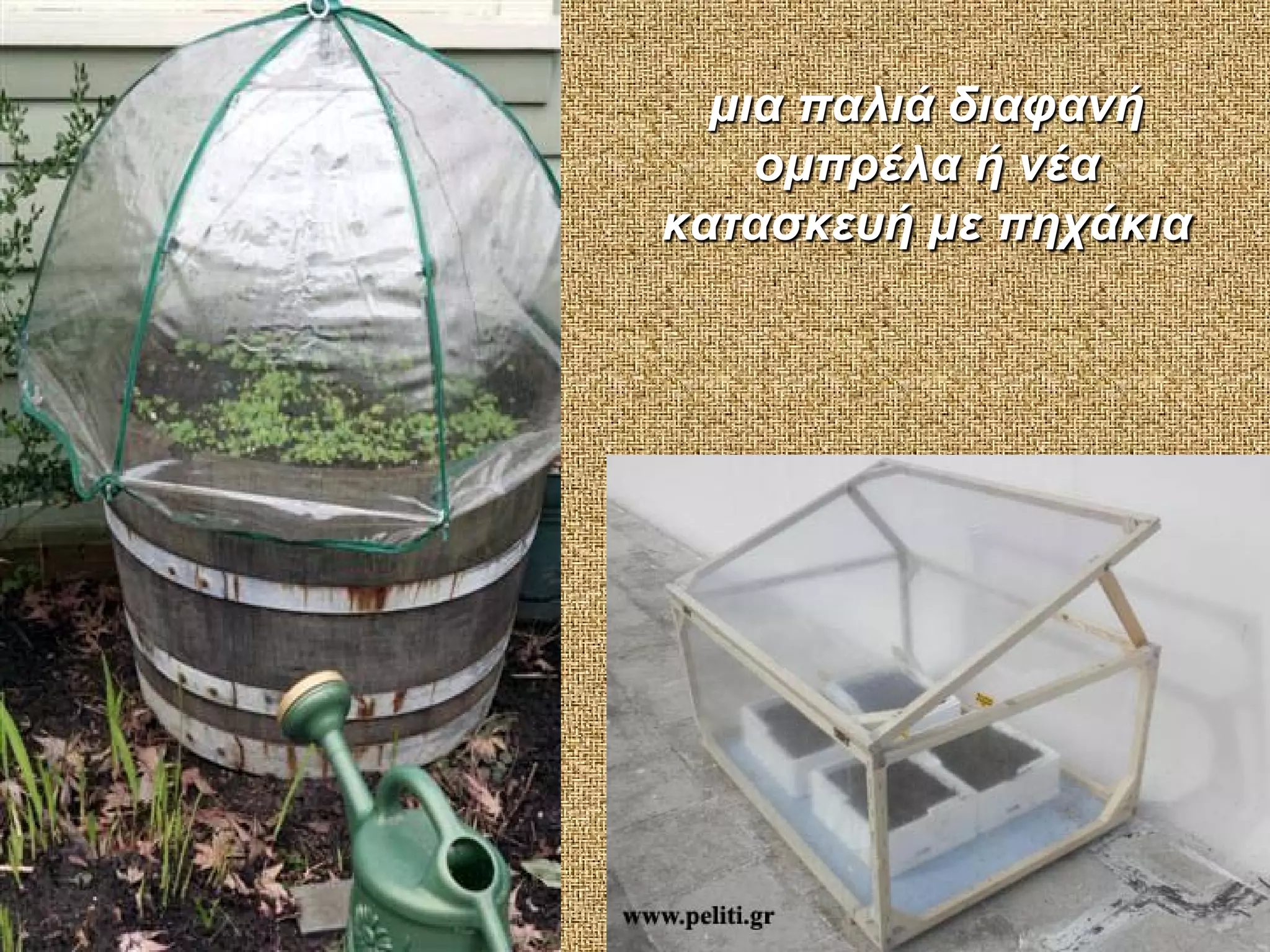 μια παλιά διαφανή
ομπρέλα ή νέα
κατασκευή με πηχάκια

 