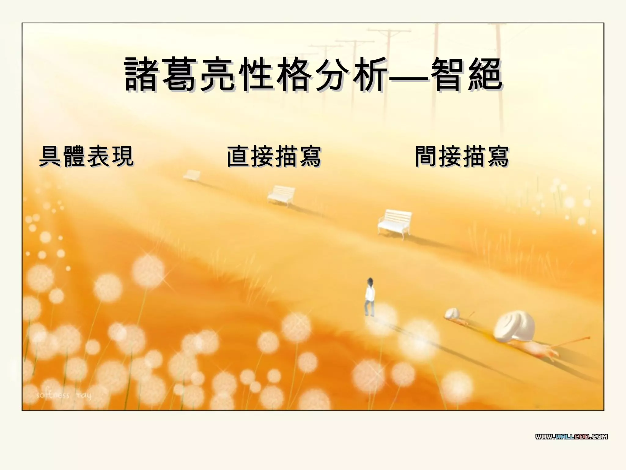 諸葛亮性格分析—智絕
具體表現

直接描寫

間接描寫

 