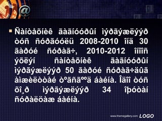  Ñàíòåõíèê ãàãíóóðûí ìýðãýæëýýð
òóñ ñóðãóóëü 2008-2010 îíä 30
ãàðóé ñóðàã÷, 2010-2012 îíîîñ
ýõëýí
ñàíòåõíèê
ãàãíóóðûí
ìýðãýæëýýð 50 ãàðóé ñóðàã÷äûã
àìæèëòòàé òºãñãººä áàéíà. Îäîî òóñ
õî¸ð
ìýðãýæëýýð
34
îþóòàí
ñóðàëöàæ áàéíà.
www.themegallery.com

LOGO

 