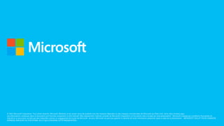 © 2012 Microsoft Corporation. Tous droits réservés. Microsoft, Windows et les autres noms de produits sont des marques déposées ou des marques commerciales de Microsoft aux États-Unis et/ou dans d'autres pays.
Les informations contenues dans ce document sont fournies uniquement à titre indicatif. Elles représentent l'opinion actuelle de Microsoft Corporation sur les points cités à la date de cette présentation. Microsoft s'adapte aux conditions fluctuantes du
marché et ce document ne doit pas être interprété comme un engagement de la part de Microsoft ; de plus, Microsoft ne peut pas garantir la véracité de toute information présentée après la date de la présentation. MICROSOFT EXCLUT TOUTE GARANTIE,
EXPRESSE, IMPLICITE OU STATUTAIRE, EN CE QUI CONCERNE CETTE PRÉSENTATION.

 