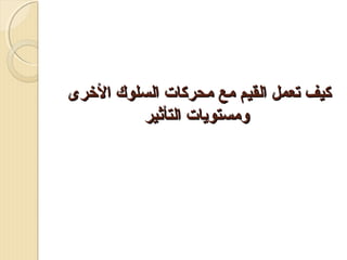 ‫كيف تعمل القيم مع محركات السلوك الرخرى‬
‫ومستويات التأثير‬

 