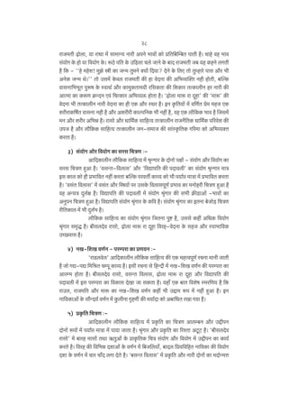 28
amO‘Vr ‹T>mocm, ¶m amYm ‘| gm‘mÝ¶ Zmar AnZo ^mdm| H$mo à{V{~på~V nmVr h¡& Mmho dh ^md
g§¶mooJ Ho$ hmo ¶m {d¶moJ Ho$& ê$R>o n{V Ho$ C[‹S>gm Mco OmZo Ho$ ~mX amO‘Vr O~ ¶h H$hZo cJVr
h¡ {H$ - ""ho ‘hoe! ‘wPo ór H$m OÝ‘ Vw‘Zo ³¶m| {X¶m? XoZo Ho$ {cE Vmo Vwåhmao nmg Am¡a ^r
AZoH$ OÝ‘ Wo&'' Vmo Cg‘| Ho$dc amO‘Vr H$s hm doXZm H$s A{^ì¶p³V Zhr hmooVr, ~pëH$
dmgZm{^^yV nwê$f Ho$ ñdmW© Am¡a H$m‘wH$Vm‘¶r a{gH$Vm H$s {eH$ma VËH$mcrZ ha Zmar H$s
AmË‘m H$m H$ê$U H«$ÝXZ Ed§ {MËH$ma A{^ì¶º$ hmoVm h¡& "‹T>mocm ‘mê$ am Xÿhm' H$s "‘mê$' H$s
doXZm ^r VËH$mcrZ Zmar doXZm H$m hr EH$ Am¡a ñWa h¡& BZ H¥${V¶m| ‘| d{U©V ào‘ ‘hO EH$
earamH${f©V dmgZm Zhr h¡ Am¡a Aearar H$mën{ZH$ ^r Zht h¡, dh EH$ cm¡{H$H$ ^md h¡ {Og‘|
‘Z Am¡a eara A{^Þ h¡& amgmo Am¡a Ym{‘©H$ gm{hË¶ VËH$mcrZ amOZ¡{VH$ Ym{‘©H$ n[adoe H$s
CnO h¡ Am¡a cm¡{H$H$ gm{hË¶ VËH$mcrZ OZ-g‘mO H$s gm§ñH¥${VH$ J[a‘m H$mo A{^ì¶³V
H$aVm h¡&
3) g§¶mooJ Am¡a {d¶moJ H$m gag {MÌU …Am{XH$mcrZ cm¡{H$H$ gm{hË¶ ‘| l¥ÝJma Ho$ XmoZmo njmo§ - g§¶moJ Am¡a {d¶moJ H$m
gag {MÌU hþAm h¡& "dgÝV-{dcmg' Am¡a "{dÚmn{V H$s nXmdcr' H$m g§¶moJ l¥ÝJma ‘mÌ
Bg H$mc H$mo hr à^m{dV Zht H$aVm ~pëH$ nadVu H$mì¶ H$mo ^r n¶m©á ‘mÌm ‘| à^m{dV H$aVm
h¡& "dg§V {dcmg' ‘| dg§V Am¡a {ó¶m| na CgHo$ {dcmgnyU© à^md H$m ‘Zmohar {MÌU hþAm h¡
dh AÝ¶Ì Xþc©j h¡& {dÚmn{V H$s nXmdcr ‘| g§¶moJ l¥§Jma H$s g^r H«$sS>mAm| -^mdm| H$m
AZwnZ {MÌU hþAm h¡& {dÚmn{V g§¶moJ l¥§Jma Ho$ H${d h¡& g§¶mooJ l¥§Jma H$m BVZm ~oOmo‹S> {MÌU
ar{VH$mc ‘| ^r Xþc©^ h¡&
cm¡{H$H$ gm{hË¶ H$m g§¶moJ l¥§Jma {OVZm nwï> h¡, Cggo H$ht A{YH$ {d¶moJ
l¥§Jma g‘¥Õ h¡& ~rgcXod amgmo, ‹T>mocm ‘mê$ am Xÿhm {dah-doXZm Ho$ ghO Am¡a ñdm^m{dH$
CÀN>dmg h¡&
4) ZI-{eI dU©Z - naånam H$m àU¶Z …"amS>cdoc' Am{XH$mcrZ cm¡{H$H$ gm{hË¶ H$s EH$ ‘hËdnyU© aMZm ‘mZr OmVr
h¡ Omo JÚ-nÚ {‘{lV Måny H$mì¶ h¡& Bgr aMZm go {hÝXr ‘| ZI-{eI dU©Z H$s naånam H$m
Amaå^ hmoVm h¡& ~rgcXod amgmo, dgÝV {dcmg, ‹T>mocm ‘mê$ am Xÿhm Am¡a {dÚmn{V H$s
nXmdcr ‘| Bg naånam H$m {dH$mg XoIm Om gH$Vm h¡& ¶hm± EH$ ~mV {deof ñ‘a{U¶ h¡ {H$
amCc, amO‘{V Am¡a ‘mê$ H$m ZI-{eI dU©Z H$ht ^r CÔm‘ ê$n ‘| Zht hþAm h¡& BZ
Zm{¶H$mAm| Ho$ gm¡ÝX¶© dU©Z ‘| Hw$crZm J¥hUr H$s ‘¶m©Xm H$mo A~m{YV aIm J¶m h¡&
5) àH¥${V {MÌU …Am{XH$mcrZ cm¡{H$H$ gm{hË¶ ‘| àH¥${V H$m {MÌU Amcå~Z Am¡a CÔrnZ
XmoZm| ê$nm| ‘| n¶m©á ‘mÌm ‘| nm¶m OmVm h¡& l¥§Jma Am¡a àH¥${V H$m [aíVm AQy>Q> h¡& "~rgcXod
amgmo' ‘| ~mah ‘mgm| VWm F$VwAm| Ho$ àmH¥${VH$ {MÌ g§¶moJ Am¡a {d¶moJ ‘| CÔrnZ H$m H$m¶©
H$aVo h¡& {dah H$s {d{^Þ XemAm| Ho$ dU©Z ‘| {~O{c¶m±, ~mXc {à¶{d{hV Zm{¶H$m H$s {d¶moJ
Xem Ho$ dU©Z ‘| Mma Mm±X cJm XoVo h¡& "~gÝV {dcmg' ‘| àH¥${V Am¡a Zmar XmoZm| H$m ‘XmoÝ‘Îm

 