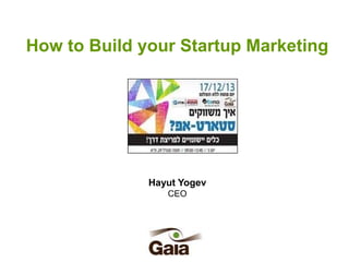 How to Build your Startup Marketing

Hayut Yogev
CEO

 