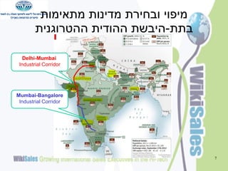 ‫מיפוי ובחירת מדינות מתאימות‬
‫בתת-היבשת ההודית ההטרוגנית‬
Delhi-Mumbai
Industrial Corridor

Mumbai-Bangalore
Industrial Corridor

7

 