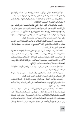 ‫اﻟﺘﻠﻮث ﻣﺸﻜﻠﺔ اﻟﻌﺼﺮ‬

‫وﻳﺘﻜﻮن اﻟﻨﻈﺎم اﻟﺒﻴﺌﻲ ﻣﻦ أرﺑﻌﺔ ﻋﻨﺎﺻﺮ رﺋﻴـﺴـﺔ ﻫـﻲ: ﻋـﻨـﺎﺻـﺮ اﻹﻧـﺘـﺎج،‬
‫وﻋﻨﺎﺻﺮ اﻻﺳﺘﻬﻼك، وﻋﻨﺎﺻﺮ اﻟﺘﺤﻠﻞ، واﻟﻌﻨﺎﺻﺮ اﻟﻄﺒﻴﻌﻴﺔ ﻏﻴﺮ اﳊﻴﺔ.‬
‫وﺗﺘﻜﻮن ﻋﻨﺎﺻﺮ اﻹﻧﺘﺎج ﻣﻦ اﻟﻨﺒﺎﺗﺎت اﳋﻀﺮاء ﺑﻜﻞ أﻧﻮاﻋﻬﺎ، ﻣﻦ اﻟﻄﺤﺎﻟﺐ‬
‫اﳋﻀﺮاء إﻟﻰ اﻷﺷﺠﺎر اﻟﻀﺨﻤﺔ اﺨﻤﻟﺘﻠﻔﺔ.‬
‫و ﻠﻚ ﻫﺬه اﻟﻨﺒﺎﺗﺎت اﻟﻘﺪرة ﻋﻠﻰ إﻧﺘﺎج ﻏﺬاﺋﻬﺎ ﺑﻨﻔﺴﻬﺎ، ﻓﻬﻲ ﺘﺺ ﻏﺎز‬
‫ﺛﺎﻧﻲ أﻛﺴﻴﺪ اﻟﻜﺮﺑﻮن ﻣﻦ اﻟﻬﻮاء، و ﺘﺺ ا ﺎء ﻣﻦ اﻟﺘﺮﺑﺔ ﻋﻦ ﻃﺮﻳﻖ ﺟﺬورﻫﺎ،‬
‫وﺗﺼﻨﻊ ﻣﻨﻬﻤﺎ ﻣﻌﺎ ﻓﻲ وﺟﻮد ﻣﺎدة اﻟﻜﻠﻮروﻓﻴﻞ وﲢﺖ ﺗﺄﺛﻴﺮ أﺷﻌﺔ اﻟـﺸـﻤـﺲ،‬
‫ﺟﻤﻴﻊ أﻧﻮاع ا ﺮﻛﺒﺎت اﻟﻌﻀﻮﻳﺔ اﻟﺘﻲ ﲢﺘﺎﺟﻬﺎ، واﻟﺘﻲ ﺗﺒﻨـﻲ ﻣـﻨـﻬـﺎ أﺟـﺴـﺎﻣـﻬـﺎ‬
‫ﻣﺜﻞ: ا ﻮاد اﻟﻜﺮﺑﻮﻫﺪراﺗﻴﺔ واﻟﺪﻫﻮن واﻟﺒﺮوﺗﻴﻨﺎت وﻣﺎ إﻟﻴﻬﺎ.‬
‫وﺗﻌﻄﻲ ﻫﺬه اﳋﺎﺻﻴﺔ ﻟﻬﺬه اﻟﻨﺒﺎﺗـﺎت ﻧـﻮﻋـﺎ ﻣـﻦ اﻻﺳـﺘـﻘـﻼل ﻋـﻦ ﻛـﻞ ﻣـﺎ‬
‫ﺣﻮﻟﻬﺎ ﻣﻦ ﻛﺎﺋﻨﺎت، وﻟﻜﻨﻬﺎ ﻣﻊ ذﻟﻚ ﻻ ﺗﺴﺘﻄﻴﻊ أن ﺗﺴﺘﻐﻨﻲ ﻋﻦ اﻋﺘﻤﺎدﻫﺎ ﻋﻠﻰ‬
‫اﻟﻌﻨﺎﺻﺮ اﻟﻄﺒﻴﻌﻴﺔ ﻏﻴﺮ اﳊﻴﺔ.‬
‫أﻣﺎ ﻋﻨﺎﺻﺮ اﻻﺳﺘﻬﻼك ﻓﻬﻲ ﺗﺘﻜﻮن ﻣﻦ اﳊﻴﻮاﻧﺎت ﺑﺄﻧﻮاﻋﻬﺎ اﺨﻤﻟﺘﻠﻔﺔ، وﻻ‬
‫ﺗﺴﺘﻄﻴﻊ ﻫﺬه اﳊﻴﻮاﻧﺎت أن ﺗﻌﺪ ﻏﺬاءﻫﺎ ﺑﻨﻔﺴﻬﺎ، وﻟﻜﻨﻬﺎ ﺗﻌﺘﻤﺪ ﻋﻠﻰ ﻏﻴﺮﻫﺎ‬
‫ﻓﻲ إﻋﺪاد ﻫﺬا اﻟﻐﺬاء، ﻓﻴﺘﻐﺬى ﺑﻌﻀﻬﺎ ﺑﺎﻟﻨﺒﺎﺗﺎت واﻷﻋﺸﺎب، وﻳﺘﻐﺬى ﺑﻌﻀﻬﺎ‬
‫اﻵﺧﺮ ﻣﻦ آﻛﻼت اﻟﻠﺤﻮم ﺑﻐﻴﺮه ﻣﻦ اﳊﻴﻮاﻧﺎت، وﻓﻲ ﻛﻠﺘﺎ اﳊﺎﻟﺘ ﺗﻘﻮم ﻫﺬه‬
‫اﳊﻴﻮاﻧﺎت ﺑﺎﺳﺘﻬﻼك ﻣﺎ ﺗﻨﺘﺠﻪ ﻋﻨﺎﺻﺮ اﻹﻧﺘﺎج.‬
‫وﺗﺸﺘﻤﻞ ﻋﻨﺎﺻﺮ اﻟﺘﺤﻠﻞ ﻋﻠﻰ ﻛﻞ ﻣﺎ ﻳﺘﺴﺒﺐ ﻓﻲ ﲢﻠﻞ، أو ﺗﻠﻒ ﻣﻜـﻮﻧـﺎت‬
‫اﻟﺒﻴﺌﺔ اﻟﻄﺒﻴﻌﻴﺔ اﶈﻴﻄﺔ ﺑﻬﺎ.‬
‫وﻣﻦ أﻣﺜﻠﺔ ﻫﺬه اﻟﻌﻨﺎﺻﺮ: اﻟﺒﻜﺘﻴﺮﻳﺎ، واﻟﻔﻄﺮﻳﺎت، وﺑﻌﺾ أﻧﻮاع اﳊﺸﺮات‬
‫اﻟﺘﻲ ﺗﺸﺘﺮك ﻓﻲ ﲢﻠﻴﻞ أﺟﺴﺎم اﻟﻨﺒﺎﺗﺎت واﳊﻴﻮاﻧﺎت ا ﻴﺘﺔ.‬
‫وﺗﺴﺎﻋﺪ ﻋﻨﺎﺻﺮ اﻟﺘﺤﻠﻞ ﻋﻠﻰ إﻋﺎدة ﺟﺰء ﻣﻦ ا ﺎدة إﻟﻰ اﻟﺘﺮﺑﺔ ﻟﺘﺴﺘﻔـﻴـﺪ‬
‫ﻣﻨﻬﺎ ﻋﻨﺎﺻﺮ اﻹﻧﺘﺎج، وﺗﺴﺘﺨﺪﻣﻬﺎ ﻣﺮة أﺧﺮى ﻓﻲ ﺗﻜﻮﻳﻦ اﻟﻐﺬاء، وﺑﺬﻟﻚ ﺗﺘﻜﺮر‬
‫ﻫﺬه اﻟﺪورة ﻣﺮة أﺧﺮى.‬
‫أﻣﺎ اﻟﻌﻨﺎﺻﺮ اﻟﻄﺒﻴﻌﻴﺔ ﻏﻴﺮ اﳊﻴﺔ ﻓﻬﻲ ﺗـﺸـﺘـﻤـﻞ ﻋـﻠـﻰ ا ـﺎء واﻟـﻬـﻮاء ـﺎ‬
‫ﻓﻴﻬﻤﺎ ﻣﻦ ﻏﺎزات اﻷﻛﺴﺠ واﻟﻨﺘﺮوﺟ وﺛﺎﻧﻲ أﻛﺴﻴﺪ اﻟﻜﺮﺑﻮن، وﻋﻠﻰ ﺿﻮء‬
‫اﻟﺸﻤﺲ ﺑﺈﺷﻌﺎﻋﺎﺗﻬﺎ اﺨﻤﻟﺘﻠﻔﺔ اﳊﺮارﻳﺔ وﻓﻮق اﻟﺒﻨﻔﺴﺠﻴﺔ، وﺑﻌﺾ ا ﻮاد ا ﻌﺪﻧﻴﺔ‬
‫ا ﻮﺟﻮدة ﻓﻲ اﻟﺘﺮﺑﺔ، وﺑﻌﺾ اﻷﺟﺰاء ا ﺘﺤﻠﻠﺔ ﻣﻦ أﺟﺴﺎد اﻟﻨﺒﺎﺗﺎت واﳊﻴﻮاﻧﺎت،‬
‫وﻫﻲ ﺗﺪﺧﻞ ﺑﺼﻮرة أو ﺑﺄﺧﺮى ﻓﻲ ﻋﻤﻠﻴﺎت اﻟﺘﻮازن اﻟﺒﻴﺌﻲ اﺨﻤﻟﺘﻠﻔﺔ، وﺗﺸﻜﻞ‬
‫01‬

 