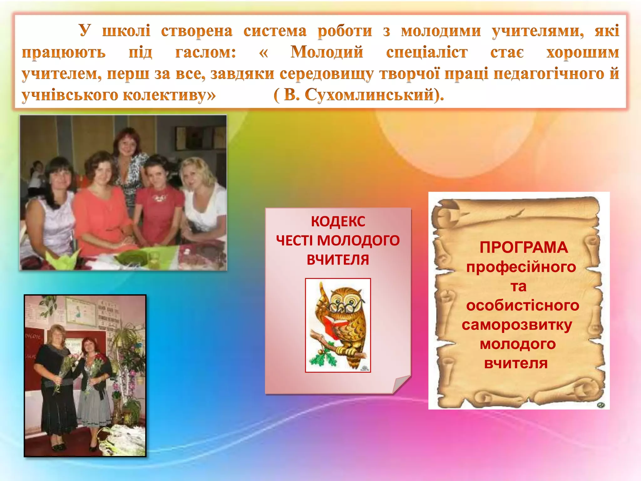 КОДЕКС
ЧЕСТІ МОЛОДОГО
ВЧИТЕЛЯ

ПРОГРАМА
професійного
та
особистісного
саморозвитку
молодого
вчителя

 
