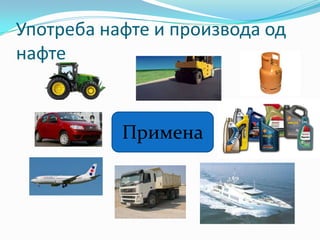 Употреба нафте и производа од
нафте

Примена

 