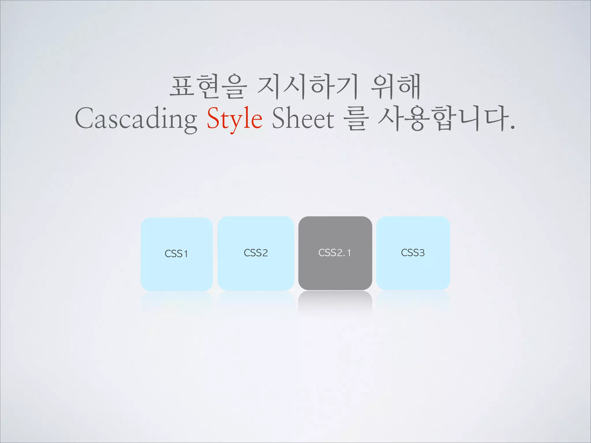 마크업한 컨텐츠에
표현(style)을 붙여 웹페이지를 만듭니다.

HTML

+

CSS

=

웹페이지

 