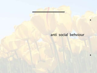 •
anti social behviour
•