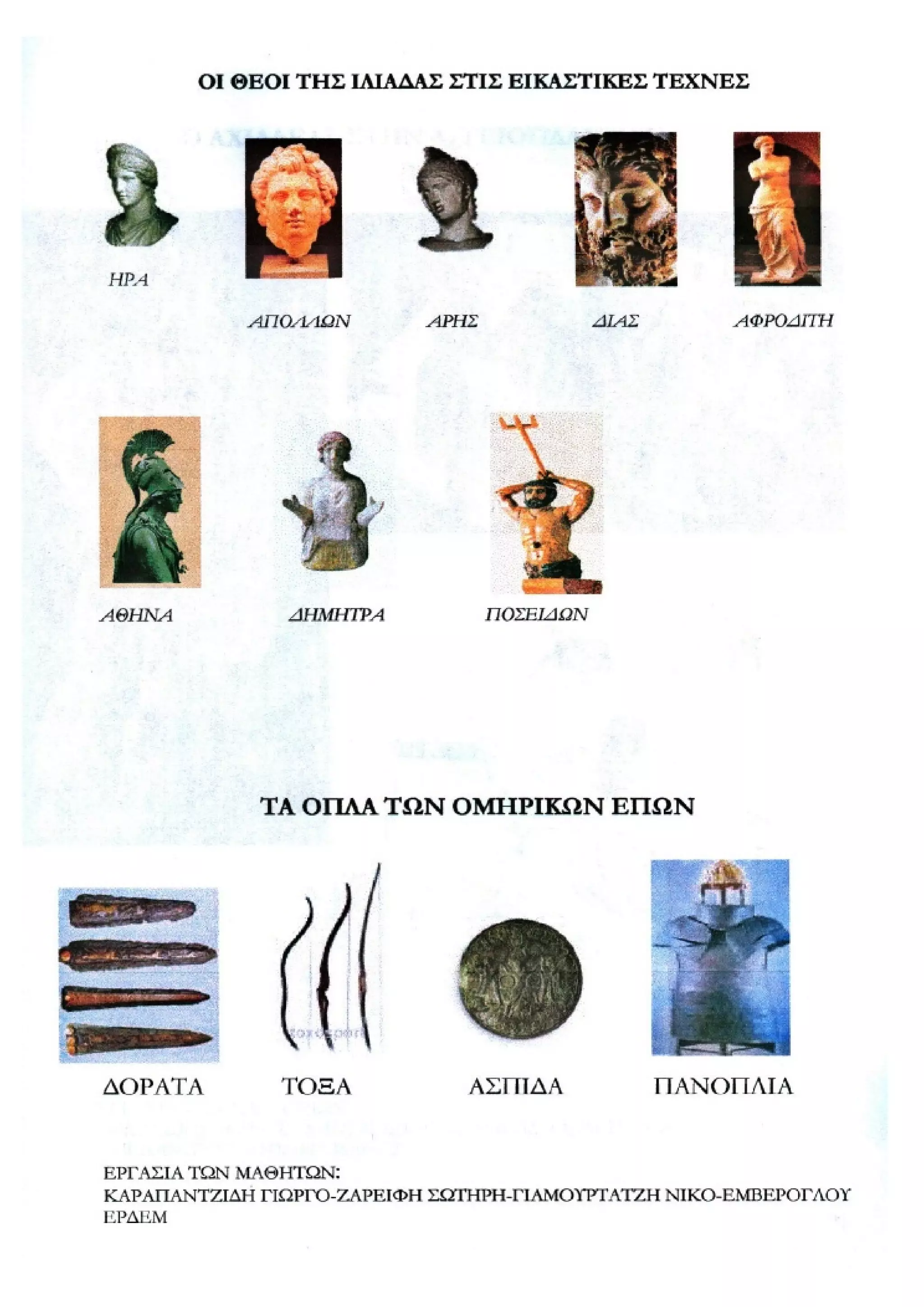 οι ηρωες της ιλιαδας