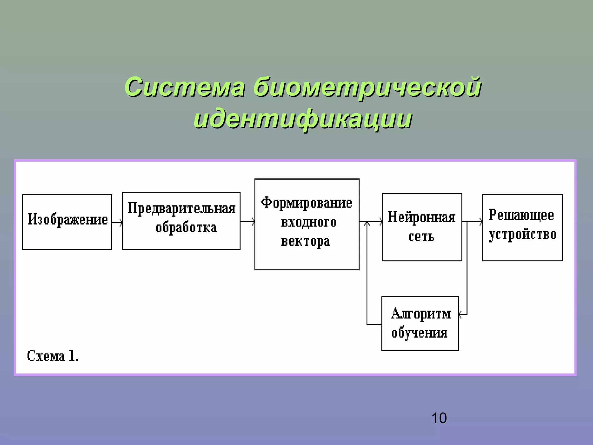 Система биометрической
идентификации

10

 