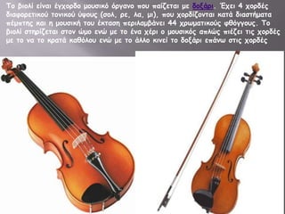 Σμ βηoιί είκαη έγπμνδμ μμοζηθό όνγακμ πμο παίδεηαη με δμλάνη. Έπεη 4 πμνδέξ
δηαθμνεηηθμύ ημκηθμύ ύρμοξ (ζμι, νε, ια, μη), πμο πμνδίδμκηαη θαηά δηαζηήμαηα
πέμπηεξ θαη ε μμοζηθή ημο έθηαζε πενηιαμβάκεη 44 πνςμαηηθμύξ θζόγγμοξ. Σμ
βημιί ζηενίδεηαη ζημκ ώμμ εκώ με ημ έκα πένη μ μμοζηθόξ απιώξ πηέδεη ηηξ πμνδέξ
με ημ κα ημ θναηά θαζόιμο εκώ με ημ άιιμ θηκεί ημ δμλάνη επάκς ζηηξ πμνδέξ

 