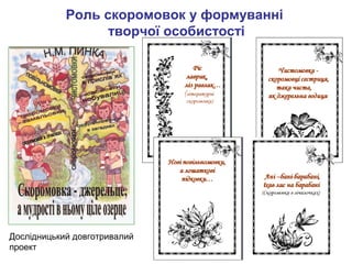Роль скоромовок у формуванні
творчої особистості

Дослідницький довготривалий
проект

 