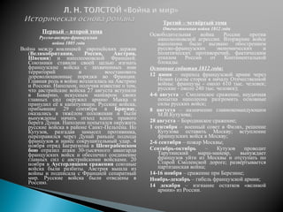 Третий – четвёртый тома

Первый – второй тома
Русско-австро-французская
война 1805 года

Война между коалицией европейских держав
(Великобритания,
Россия,
Австрия,
Швеция) и наполеоновской Францией.
Союзники ставили своей целью изгнать
французские войска с захваченных ими
территорий
и
восстановить
дореволюционные порядки во Франции.
Главная роль в войне возлагалась на Австрию
и Россию. Наполеон, получив известие о том,
что австрийские войска 27 августа вступили
в Баварию, искусным маневром своих
главных сил окружил армию Макка и
принудил её к капитуляции. Русские войска,
прибывшие 29 сентября в Браунау,
оказались в тяжёлом положении и были
вынуждены начать отход вдоль правого
берега Дуная. Наполеон попытался окружить
русские войска в районе Санкт-Пельтена. Но
Кутузов, разгадав замысел противника,
переправился через Дунай раньше подхода
французов и нанёс сокрушительный удар. 4
ноября отряд Багратиона в Шенграбенском
бою отразил атаки 30-тысячного авангарда
французских войск и обеспечил соединение
главных сил с австрийскими войсками. 20
ноября в Аустерлицком сражении союзные
войска были разбиты. Австрия вышла из
войны и подписала с Францией сепаратный
мир. Русские войска были отведены в
Россию.

Отечественная война 1812 года

Освободительная
война
России
против
наполеоновской агрессии. Вторжение войск
наполеона было вызвано обострением
русско-французских
экономических
и
политических противоречий, фактическим
отказом
России
от
Континентальной
блокады.
Основные события 1812 года:
12 июня – переход французской армии через
Неман (силы сторон к началу Отечественной
войны: французы - около 610 тыс. человек;
русские - около 240 тыс. человек);
4-6 августа – Смоленское сражение, неудачная
попытка наполеона разгромить основные
силы русских войск;
8 августа – назначение главнокомандующим
М.И.Кутузова;
28 августа – Бородинское сражение;
1 сентября – военный совет в Филях, решение
Кутузова оставить Москву; вступление
французских войск в Москву;
2-6 сентября – пожар Москвы;
Сентябрь-октябрь
–
Кутузов
проводит
Тарутинский
марш-маневр,
вынуждает
французов уйти из Москвы и отступать по
Старой Смоленской дороге; развёртывается
партизанская война;
14-16 ноября – сражение при Березине;
Ноябрь-декабрь – гибель французской армии;
14 декабря – изгнание остатков «великой
армии» из России.

 