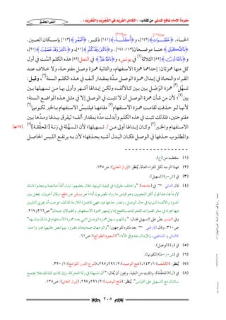 ‫‪                ‬‬
‫‪‬‬
‫‪ ‬‬
‫‪‬‬
‫‪ ‬א‪  ‬א‪FW ‬א‪ ‬א‪ ‬א‪  ‬א‪KKE ‬‬

‫א‪‬א‪‬‬

‫ﺏ]٨٦١[‬
‫ُ ۡ ُ‬
‫َ‬
‫ُۡ‬
‫اﳊــــﺎء. ‪I‬خط ـــوت‪ ,[١٤٢] H‬و‪I‬أكلـ ُ‬
‫ـــهۥ‪ [١٤١] H‬ذﻛــــﺮ. ‪ [١٤٣] HHI‬ﺑﺈﺳــــﻜﺎن اﻟﻌــــﲔ.‬
‫ـ ٰ ِ‬
‫ﺏ]٥٦٢[‬

‫‪ HLI‬ﻫﻨـــﺎ ﻣﻮﺿـــﻌﺎن]٣٤١، ٤٤١[. و‪ ,[٥١] HÈ Ç ÆI‬و‪,[٩١] Hm l kI‬‬

‫و‪ [٥٩] Hz yI‬اﻟﺜﻼﺛﺔ)١( ﰲ ﻳﻮﻧﺲ, و‪ Hm lI‬ﰲ اﻟﻨﻤﻞ]٩٥[ ﻫﺬه اﻟﻜﻠﻢ اﻟﺴﺖ ﰲ أول‬
‫ﱢ‬
‫ﻛﻞ ﻣﻨﻬﺎ ﳘﺰﺗﺎن: إﺣﺪاﳘﺎ ﳘﺰة اﻻﺳﺘﻔﻬﺎم, واﻟﺜﺎﻧﻴﺔ ﳘـﺰة وﺻـﻞ ﻣﻔﺘﻮﺣـﺔ, وﻻ ﺧـﻼف ﻋﻨـﺪ‬

‫اﻟﻘــﺮاء واﻟﻨﺤــﺎة ﰲ إﺑــﺪال ﳘــﺰة اﻟﻮﺻــﻞ ﻣــﺪة ﺑﻤﻘــﺪار أﻟــﻒ ﰲ ﻫــﺬه اﻟﻜﻠــﻢ اﻟــﺴﺘﺔ)٢(, وﻗﻴــﻞ:‬
‫ﱠ‬
‫َ ْ ِ‬
‫ﺗﺴﻬﻞ)٣( ﳘﺰة اﻟﻮﺻـﻞ ﺑـﲔ ﺑـﲔ ﻛـﺎﻷﻟﻒ, وﻟﻜـﻦ إﺑـﺪاﳍﺎ أﺷـﻬﺮ وأوﱃ ﲠـﺎ ﻣـﻦ ﺗـﺴﻬﻴﻠﻬﺎ ﺑـﲔ‬
‫ﱠ‬

‫ﺑﲔ)٤(; ﻷن ﻣﻦ ﺷﺄن ﳘﺰة اﻟﻮﺻـﻞ أن ﻻ ﺗﺜﺒـﺖ ﰲ اﻟﻮﺻـﻞ إﻻ ﰲ ﻣﺜـﻞ ﻫـﺬه اﳌﻮاﺿـﻊ اﻟـﺴﺘﺔ;‬
‫ﻷﳖــﺎ ﻟــﻮ ﺣــﺬﻓﺖ ﻟﻘﺎﻣــﺖ ﳘــﺰة اﻻﺳــﺘﻔﻬﺎم)٥( ﻣﻘﺎﻣﻬــﺎ ﻓﻴﻠﺘــﺒﺲ اﻻﺳــﺘﻔﻬﺎم ﺑــﺎﳋﱪ ﻟﻜــﻮﳖﲈ‬
‫ُ‬

‫)٦(‬

‫ﻣﻔﺘﻮﺣﺘﲔ, ﻓﻠﺬﻟﻚ ﺗﺜﺒﺖ ﰲ ﻫﺬه اﻟﻜﻠﻢ وأﺑﺪﻟﺖ ﻣﺪة ﺑﻤﻘﺪار أﻟﻒ; ﻟﻴﻔﺮق ﺑﺒـﺪﳍﺎ وﻣـﺪﻫﺎ ﺑـﲔ‬
‫ﱢ‬
‫ﱠ‬
‫اﻻﺳــﺘﻔﻬﺎم واﳋــﱪ)٧( وﻛــﺎن إﺑــﺪاﳍﺎ أوﱃ ﻣــﻦ / ﺗــﺴﻬﻴﻠﻬﺎ; ﻷن اﳌــﺴﻬﻠﺔ ﰲ زﻧــﺔ ]اﳌﺤﻘﻘــﺔ[)٨( ‪xL١٥z‬‬
‫ﱠ‬
‫ﱠ‬

‫واﳌﻄﻠــﻮب ﺣــﺬﻓﻬﺎ ﰲ اﻟﻮﺻــﻞ ﻓﻜــﺎن اﻟﺒــﺪل أﺷــﺒﻪ ﺑﺤــﺬﻓﻬﺎ; ﻷن ﺑــﻪ ﻳﺮﺗﻔــﻊ اﻟﻠــﺒﺲ اﳊﺎﺻــﻞ‬
‫ــــــــــــــــــ‬
‫)١( ﺳﻘﻄﺖ ﻣﻦ )ج(.‬

‫ً‬
‫)٢( ﻓﻬﺬا اﻟﻮﺟﻪ ﻟﻜﻞ اﻟﻘﺮاء اﺗﻔﺎﻗﺎ. ُﻳﻨﻈﺮ: )إﺑﺮاز اﳌﻌﺎﲏ(: ص٥٣١.‬
‫)٣( ﰲ )ش−و( )ﺗﺴﻬﻴﻞ(.‬

‫ً‬
‫)٤( ﻗﺎل اﻟﺪاﲏ ~ ﰲ )ﺟﺎﻣﻌﻪ(: "واﺧﺘﻠﻒ ﻋﻠﲈؤﻧﺎ ﰲ ﻛﻴﻔﻴﺔ ﺗﻠﻴﻴﻨﻬﺎ, ﻓﻘﺎل ﺑﻌﻀﻬﻢ: ﺗﺒﺪل أﻟﻔﺎ ﺧﺎﻟـﺼﺔ وﺟﻌﻠـﻮا ذﻟـﻚ‬
‫ﻣﺎﺟﺴﺘﲑ _ ﻣﺮﺍﻡ ﺍﻟﻠﻬﻴﱯ ) ﻛﺎﻣﻞ ﺍﻟﺮﺳﺎﻟﺔ.. ﺍﻟﺼﻮﺭﺓ ﺍﻟﻨﻬﺎﺋﻴﺔ ( ١٤٠‬

‫ً‬
‫ً‬
‫ﻻزﻣﺎ ﳍﺎ, ﻫﺬا ﻗﻮل أﻛﺜﺮ اﻟﻨﺤﻮﻳﲔ وﻫﻮ ﻗﻴﺎس ﻣﺎ رواه اﳌﴫﻳﻮن أداءا ﻋﻦ ورش ﻋﻦ ﻧﺎﻓﻊ, وﻗﺎل آﺧﺮون: ﳚﻌﻞ ﺑـﲔ‬

‫اﳍﻤﺰة واﻷﻟﻒ; ﻟﺜﺒﻮﲥﺎ ﰲ ﺣﺎل اﻟﻮﺻﻞ, وﺗﻌﺬر ﺣﺬﻓﻬﺎ ﻓﻴﻪ, ﻓﻬﻲ ﻛﺎﳍﻤﺰة اﻟﻼزﻣﺔ ﻛﺬﻟﻚ, ﻓﻮﺟﺐ أن ﳚﺮي اﻟﺘﻠﻴـﲔ‬
‫ﻓﻴﻬﺎ ﳎﺮاه ﰲ ﺳﺎﺋﺮ اﳍﻤﺰات اﳌﺘﺤﺮﻛﺎت ﺑـﺎﻟﻔﺘﺢ إذا وﻟﻴـﺘﻬﻦ ﳘـﺰة اﻻﺳـﺘﻔﻬﺎم. واﻟﻘـﻮﻻن ﺟﻴـﺪان" ص٦١٢و٧١٢.‬

‫وﰲ اﻟﺘﻴﺴﲑ ﻧﺺ ﻋﲆ اﻟﺘﺴﻬﻴﻞ ﻓﻘـﺎل: " وﻛﻠﻬـﻢ ﺳـﻬﻞ ﳘـﺰة اﻟﻮﺻـﻞ اﻟﺘـﻲ ﺑﻌـﺪ ﳘـﺰة اﻻﺳـﺘﻔﻬﺎم ﰲ ذﻟـﻚ وﺷـﺒﻬﻪ"‬
‫ﱠ‬

‫ص٠١٣. وﻗﺎل اﳌﺎرﻏﻨﻲ ~ ﺑﻌﺪ ذﻛﺮه ﻟﻠﻮﺟﻬﲔ: "واﻟﻮﺟﻬﺎن ﺻـﺤﻴﺤﺎن ﻣﻘـﺮوء ﲠـﲈ ﻧـﺺ ﻋﻠـﻴﻬﲈ ﻏـﲑ واﺣـﺪ:‬
‫ﻛﺎﻟﺪاﲏ و اﻟﺸﺎﻃﺒﻲ, واﻹﺑﺪال ﻣﻘﺪم ﰲ اﻷداء" )اﻟﻨﺠﻮم اﻟﻄﻮاﻟﻊ(: ص١٦.‬

‫)٥( ﰲ )و( )اﻟﻮﺻﻞ(.‬
‫٧١/١١/٤٣٤١‬

‫)٦( ﰲ )ش−ز−ط( )ﻟﻜﻮﳖﺎ(.‬

‫)٧( ُﻳﻨﻈﺮ: )اﻟﻜﺸﻒ(:١/٣٤١, )ﻓﺘﺢ اﻟﻮﺻﻴﺪ(:٢/٦٩٢و٧٩٢, )ﴍح اﻟﺪرر اﻟﻠﻮاﻣﻊ(:١/٠٢٣.‬

‫ﱠ‬
‫)٨( ﰲ )ل( )اﳌﺨﻔﻔﺔ(, واﳌﺜﺒﺖ ﻣﻦ اﻟﺒﻘﻴﺔ. وﳚﻮز أن ُﻳﻘﺎل: " أن اﳌﺴﻬﻠﺔ ﰲ زﻧﺔ اﳌﺘﺤﺮﻛﺔ, وإن ﻛﺎﻧﺖ ﻛـﺬﻟﻚ ﻓـﻼ ﳚﺘﻤـﻊ‬

‫‪@ @Ali Fattani‬‬

‫ﺳﺎﻛﻨﺎن ﻣﻊ اﻟﺘﺴﻬﻴﻞ ﻋﲆ اﻟﻘﻴﺎس". ُﻳﻨﻈﺮ: )ﻓﺘﺢ اﻟﻮﺻﻴﺪ(:٢/٦٩٢و٧٩٢, )إﺑﺮاز اﳌﻌﺎﲏ(: ص٥٣١.‬

‫‪ ٢٠٥ ‬‬

 