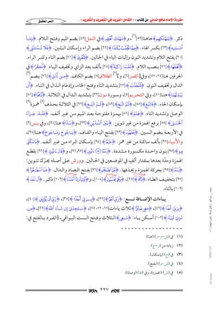 ‫‪                ‬‬
‫‪‬‬
‫‪ ‬‬
‫‪‬‬
‫‪ ‬א‪  ‬א‪FW ‬א‪ ‬א‪ ‬א‪  ‬א‪KKE ‬‬

‫א‪‬א‪‬‬

‫َُۡ‬
‫ََ ٓ‬
‫)١(‬
‫َُۡ َ‬
‫ِ‬
‫ذﻛﺮ. ‪I‬لمهلكهم‪ H‬ﻫﺎﻫﻨﺎ]٩٥[ , و‪I‬مهلك ‪ Hc‬ﰲ اﻟﻨﻤﻞ]٩٤[ ﺑﻀﻢ اﳌﻴﻢ وﻓـﺘﺢ اﻟـﻼم. ‪I‬ومـا‬
‫ِِ‬
‫َ‬
‫ََ‬
‫َ ۡ َٔ َ ّ‬
‫أنسٮنيهِ‪ [٦٣] H‬ﺑﻜﴪ اﳍﺎء. ‪ [٦٦] Hf e dI‬ﺑﻀﻢ اﻟﺮاء وإﺳﻜﺎن اﻟـﺸﲔ. ‪I‬ف تـسلن‪H‬‬
‫َ ِٰ‬
‫ِ‬

‫]٠٧[ ﺑﻔﺘﺢ اﻟﻼم وﺗﺸﺪﻳﺪ اﻟﻨﻮن وإﺛﺒﺎت اﻟﻴﺎء ﰲ اﳊﺎﻟﲔ. ‪ [٧١] H½I‬ﺑﻀﻢ اﻟﺘﺎء وﻛﴪ اﻟﺮاء.‬
‫ُّ ُ ٗ‬
‫َۡ ٗ َ َِ‬
‫‪ [٧١] H¾I‬ﺑﻨﺼﺐ اﻟﻼم. ‪I‬نفسا زاكي ‪ [٧٤] H‬ﺑﺄﻟﻒ ﺑﻌﺪ اﻟﺰاي وﲣﻔﻴﻒ اﻟﻴـﺎء. ‪I‬نكرا‪ H‬ﰲ‬
‫َّ‬

‫ُ‬
‫ِ‬
‫اﳊﺮﻓﲔ ﻫﻨﺎ]٤٧، ٧٨[, وﰲ]اﻟﻘﻤﺮ]٦[, و[)٢( اﻟﻄﻼق]٨[ ﺑﻀﻢ اﻟﻜﺎف. ‪I‬مـن لن‪ [٧٦] H‬ﺑـﻀﻢ‬
‫ِ‬

‫)٣(‬

‫َّ َّ َ َ‬
‫َّ َّ َ َ‬
‫َّ َ َ‬
‫ﺑﺈﺳﻜﺎن اﳊﺎء. ‪I‬فاتبع‪I ,[٨٥] H‬ثم اتبع‪I ,[٨٩] H‬ثـم اتبـع‪ [٩٢] H‬ﰲ اﻟﺜﻼﺛـﺔ ﺑﺤـﺬف)٤( ﳘـﺰة‬

‫)٥(‬

‫َ‬
‫اﻟﺪال وﲣﻔﻴﻒ اﻟﻨﻮن. ‪ [٧٧] HqI‬ﺑﺘﺸﺪﻳﺪ اﻟﺘﺎء وﻓﺘﺢ اﳋﺎء, وإدﻏﺎم اﻟـﺬال ﰲ اﻟﺘـﺎء. ‪I‬أن‬
‫ُ ۡ ِّ َ ُ َ‬
‫يبدلهما‪ H‬ﻫﻨـﺎ]١٨[, وﰲ اﻟﺘﺤـﺮﻳﻢ]٥[, وﺳـﻮرة ﻧـﻮن]٢٣[ ﺑﺘـﺸﺪﻳﺪ اﻟـﺪال ﰲ اﻟﺜﻼﺛـﺔ. ‪[٨١] H©I‬‬
‫ُ‬

‫َ‬

‫ُ‬

‫ََ ُ َ َُٓ‬
‫اﻟﻮﺻﻞ وﺗﺸﺪﻳﺪ اﻟﺘﺎء. ‪ [٨٦] HXI‬ﲠﻤـﺰة ﻣﻔﺘﻮﺣـﺔ ﺑﻌـﺪ اﳌـﻴﻢ ﻣـﻦ ﻏـﲑ أﻟـﻒ. ‪I‬فلـهۥ جـزاء‬
‫ۡ‬
‫ُ ّٗ‬
‫َ ۡ َ ُّ َّ ۡ‬
‫ُ ۡ َٰ‬
‫ٱلسن‪ [٨٨] H‬ﺑﺮﻓﻊ اﳍﻤﺰة ﻣﻦ ﻏﲑ ﺗﻨﻮﻳﻦ. ‪I‬بي ٱلسدين‪ ,[٩٣] H‬و‪I‬سدا‪ H‬ﻫﻨﺎ ]٤٩[, وﰲ ﻳـﺲ ]٩[‬
‫ِ‬
‫ـ ُ َ َ َـ ُ َ‬
‫ﰲ اﻷرﺑﻌــﺔ ﺑــﻀﻢ اﻟــﺴﲔ. ‪ [٩٣] H²I‬ﺑﻔــﺘﺢ اﻟﻴــﺎء واﻟﻘــﺎف. ‪I‬يَـاجوج وم ـاجوج‪ H‬ﻫﻨــﺎ]٤٩[,‬

‫واﻷﻧﺒﻴﺎء]٦٩[ ﺑﺄﻟﻒ ﺳﺎﻛﻨﺔ ﻣﻦ ﻏﲑ ﳘﺰ. ‪ [٩٤] HÂI‬ﺑﺈﺳـﻜﺎن اﻟـﺮاء ﻣـﻦ ﻏـﲑ أﻟـﻒ. ‪Ì ËI‬‬

‫‪ [٩٥] HÍ‬ﺑﻨﻮن واﺣـﺪة ﻣﻜـﺴﻮرة ﻣـﺸﺪدة. ‪٩٥] H× Ö ÕI‬ﻭ٦٩[, و‪ [٩٦] Hè çI‬ﺑﻘﻄـﻊ‬
‫ٍ‬
‫اﳍﻤﺰة وﻣﺪة ﺑﻌﺪﻫﺎ ﺑﻤﻘﺪار أﻟﻒ ﰲ اﳌﻮﺿـﻌﲔ ﰲ اﳊـﺎﻟﲔ. وورش ﻋـﲆ أﺻـﻠﻪ ﳛـﺮك ﺗﻨـﻮﻳﻦ:‬
‫ّ‬
‫ّ‬
‫‪ [٩٥] HÕI‬ﺑﺤﺮﻛﺔ اﳍﻤـﺰة وﳛـﺬﻓﻬﺎ. ‪ [٩٦] Hß ÞI‬ﺑﻔـﺘﺢ اﻟـﺼﺎد واﻟـﺪال. ‪Hî íI‬‬
‫ﻑ]٣٧١[‬

‫ﺏ]٣٧٢[‬

‫ﺏ]٣٣١[‬

‫]٧٩[ ﺑﺘﺨﻔﻴــﻒ اﻟﻄــﺎء. ‪ ,[١٠٤] Hp oI ,[٩٨] HLI‬و‪ [١٠٢] H~ } {I‬ذﻛــﺮ. ‪HÎ ÍI‬‬
‫ﻣﺎﺟﺴﺘﲑ _ ﻣﺮﺍﻡ ﺍﻟﻠﻬﻴﱯ ) ﻛﺎﻣﻞ ﺍﻟﺮﺳﺎﻟﺔ.. ﺍﻟﺼﻮﺭﺓ ﺍﻟﻨﻬﺎﺋﻴﺔ ( ١٤٠‬

‫]٩٠١[ ﺑﺎﻟﺘﺎء.‬

‫َّ ّ‬
‫ََّ‬
‫ـ َ َّ‬
‫ﻳـــﺎءات اﻹﺿـــﺎﻓﺔ ﺗـــﺴﻊ: ‪I‬رب ‪I ,[٢٢] Hw‬ب ِــرب ‪I ,[٣٨] Hs‬رب ‪,[٤٠] Hm l‬‬
‫ِ‬
‫ِ‬
‫ِ‬

‫َ ٓ َ َّ‬
‫َ‬
‫َ َ ُ‬
‫َِ َّ‬
‫‪I‬برب ¸‪I ,[٤٢] H‬مع ‪ Hm‬ﺛﻼث ﻳﺎءات]٧٦، ٢٧، ٥٧[, ‪I‬سـتجدن إن شـاء ٱ ُ ‪yI ,[٦٩] H‬‬
‫ِ َِ ِ‬
‫ِ‬
‫ِ‬
‫َ‬
‫ُ َ‬
‫دون {‪ [١٠٢] H‬أﺳــﻜﻦ ﻳــﺎء: ‪I‬مــع‪ H‬اﻟــﺜﻼث وﻓــﺘﺢ اﻟــﺴﺖ اﻟﺒــﻮاﻗﻲ, ]اﻧﻔــﺮد ﺑــﺎﻟﻔﺘﺢ ﰲ:‬
‫ِ‬
‫ِ‬

‫ــــــــــــــــــ‬
‫)١( ﰲ )ش−و−ز( )ﻫﻨﺎ(.‬

‫٧١/١١/٤٣٤١‬

‫)٢( زﻳﺎدة ﻣﻦ )ز−ج(.‬

‫)٣( ﰲ )ج( )ﺑﺈﺳﻜﺎن(.‬
‫)٤( ﰲ )ش−و( )ﺑﻔﺘﺢ(.‬

‫‪@ @Ali Fattani‬‬

‫)٥( ﰲ )ش( )اﳍﻤﺰة(, وﰲ )ط( )وﺻﻠﺔ(.‬

‫‪ ٢٢٧ ‬‬

 