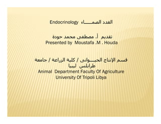 Endocrinology …

•„

†

€ •
‚ƒ„ .
Presented by Moustafa .M . Houda
/

/

‡ ˆ ‰ Š‹
Animal Department Faculty Of Agriculture
University Of Tripoli Libya

 