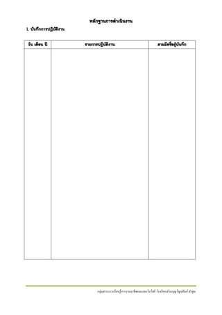 หลักฐานการดาเนินงาน
1. บันทึกการปฏิบัตงาน
ิ
วัน เดือน ปี

รายการปฏิบัตงาน
ิ

ลายมือชือผูบนทึก
่ ้ ั

กลุ่มสาระการเรี ยนรู้ การงานอาชี พและเทคโนโลยี โรงเรี ยนส่ วนบุญโญปถัมภ์ ลาพูน

 