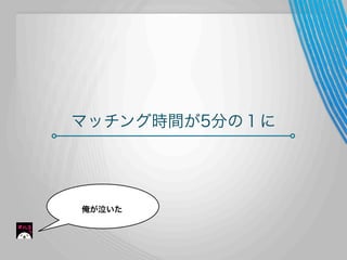マッチング時間が5分の１に

俺が泣いた

 