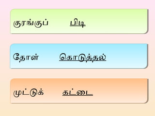 கரஙகப்
கரஙகப்
ோதாள்
ோதாள்
மடடக்
மடடக்

பிட
பிட
ெகாடததல்
ெகாடததல்
கடைட
கடைட

 