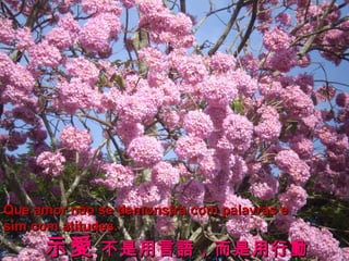 Que amor não se demonstra com palavras e
sim com atitudes.

示愛 不是用言語，而是用行動

 