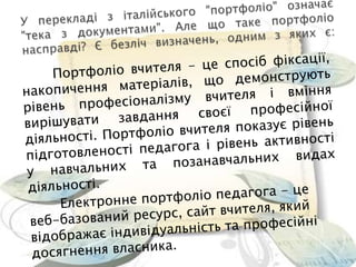 Алгоритм складання портфоліо вчителя, який атестується