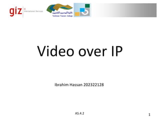 Video over IP
Ibrahim Hassan 202322128

AS.4.2

1

 