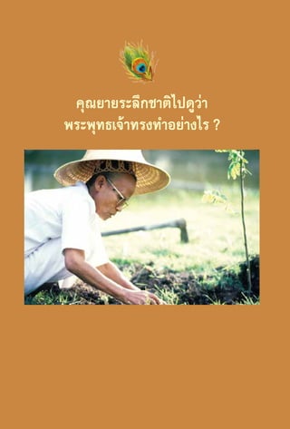 คุณยายระลึกชาติไปดูว่า
พระพุทธเจ้าทรงทำ�อย่างไร ?

30

 
