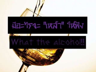 มีอะไรจะ “เหล้า” ให้ฟัง
What the alcohol!!

 