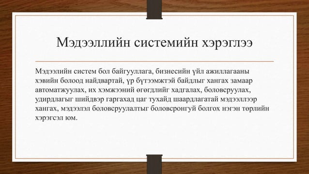 мэдээллийн системийн үндэс | PPT