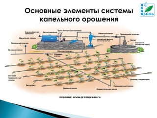 Основные элементы системы
капельного орошения

 