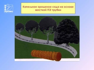 Капельное орошение сада на основе
жесткой ПЭ трубки

 