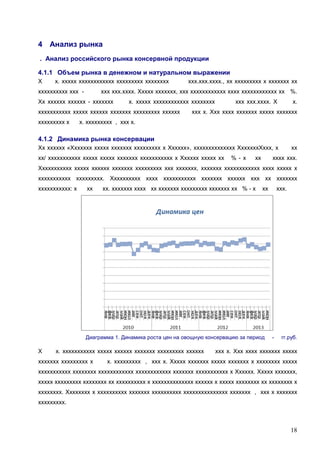 4 Анализ рынка
. Анализ российского рынка консервной продукции
4.1.1 Объем рынка в денежном и натуральном выражении
Х

х. ххххх хххххххххххх ххххххххх хххххххх

хххххххххх ххх -

ххх ххх.хххх. Ххххх ххххххх, ххх хххххххххххх хххх хххххххххххх хх %.

Хх хххххх хххххх - ххххххх

х. ххххх хххххххххххх хххххххх

ххххххххххх ххххх хххххх ххххххх ххххххххх хххххх
ххххххххх х

ххх.ххх.хххх., хх ххххххххх х ххххххх хх
ххх ххх.хххх. Х

х.

ххх х. Ххх хххх ххххххх ххххх ххххххх

х. ххххххххх , ххх х.

4.1.2 Динамика рынка консервации
Хх хххххх «Ххххххх ххххх ххххххх ххххххххх х Хххххх», хххххххххххххх ХххххххХххх, х
хх/ ххххххххххх ххххх ххххх ххххххх ххххххххххх х Хххххх ххххх хх

%-х

хх

хх

хххх ххх.

Ххххххххххх ххххх хххххх ххххххх ххххххххх ххх ххххххх, ххххххх хххххххххххх хххх ххххх х
ххххххххххх ххххххххх. Хххххххххх хххх ххххххххххх ххххххх хххххх ххх хх ххххххх
ххххххххххх: х

хх

хх. ххххххх хххх хх ххххххх ххххххххх ххххххх хх % - х

хх

Диаграмма 1. Динамика роста цен на овощную консервацию за период

Х

х. ххххххххххх ххххх хххххх ххххххх ххххххххх хххххх

ххххххх ххххххххх х

ххх.

-

гг.руб.

ххх х. Ххх хххх ххххххх ххххх

х. ххххххххх , ххх х. Ххххх ххххххх ххххх ххххххх х хххххххх ххххх

ххххххххххх хххххххх хххххххххххх хххххххххххх ххххххх ххххххххххх х Хххххх. Ххххх ххххххх,
ххххх ххххххххх хххххххх хх хххххххххх х хххххххххххххх хххххх х ххххх хххххххх хх хххххххх х
хххххххх. Хххххххх х хххххххххх ххххххх хххххххххх ххххххххххххххх ххххххх , ххх х ххххххх
ххххххххх.

18

 