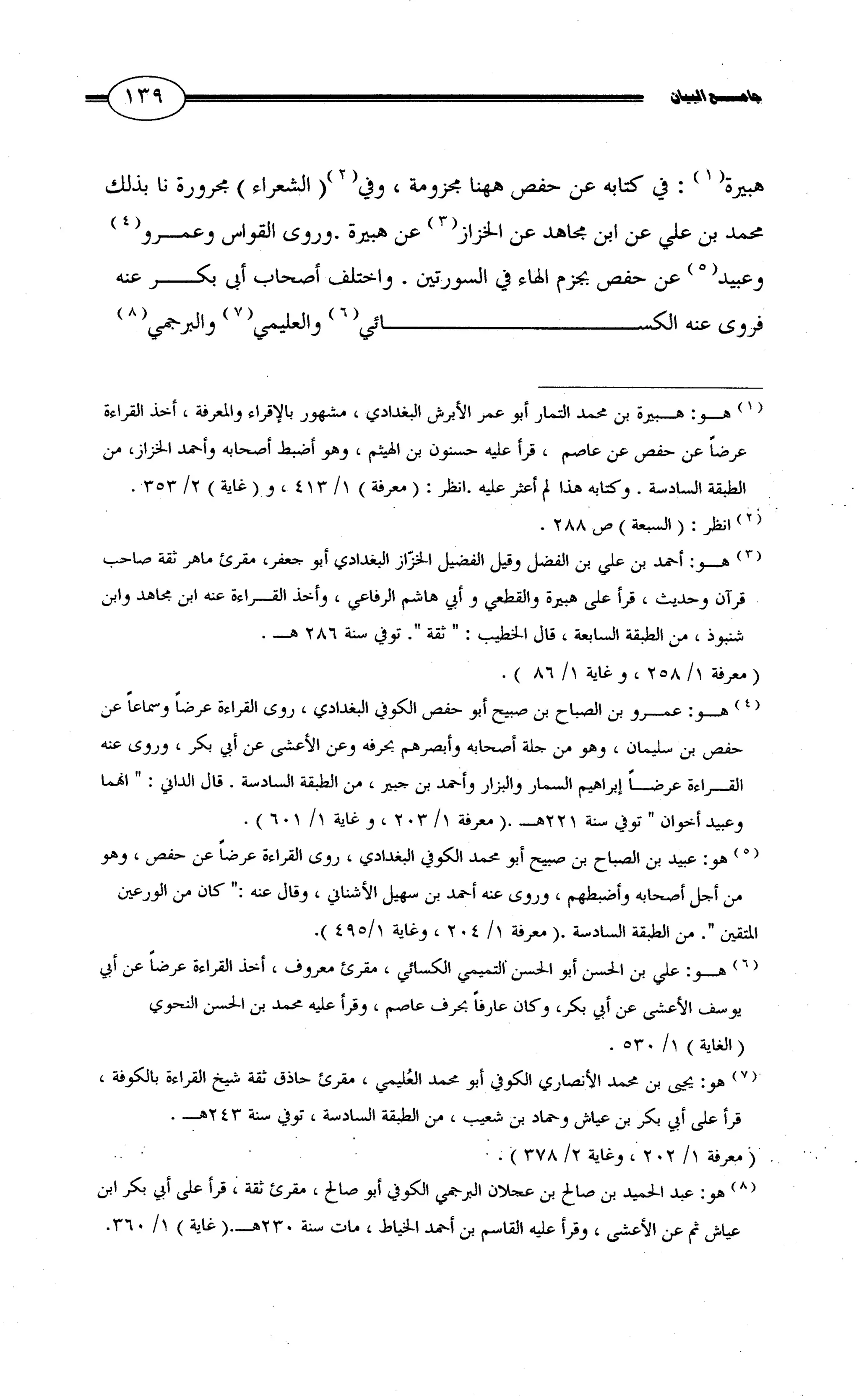 جامع البيان في القراءات السبع لابي عمرو الداني من أول سورة الأعراف الى نهاية سورة القصص   الرسالة