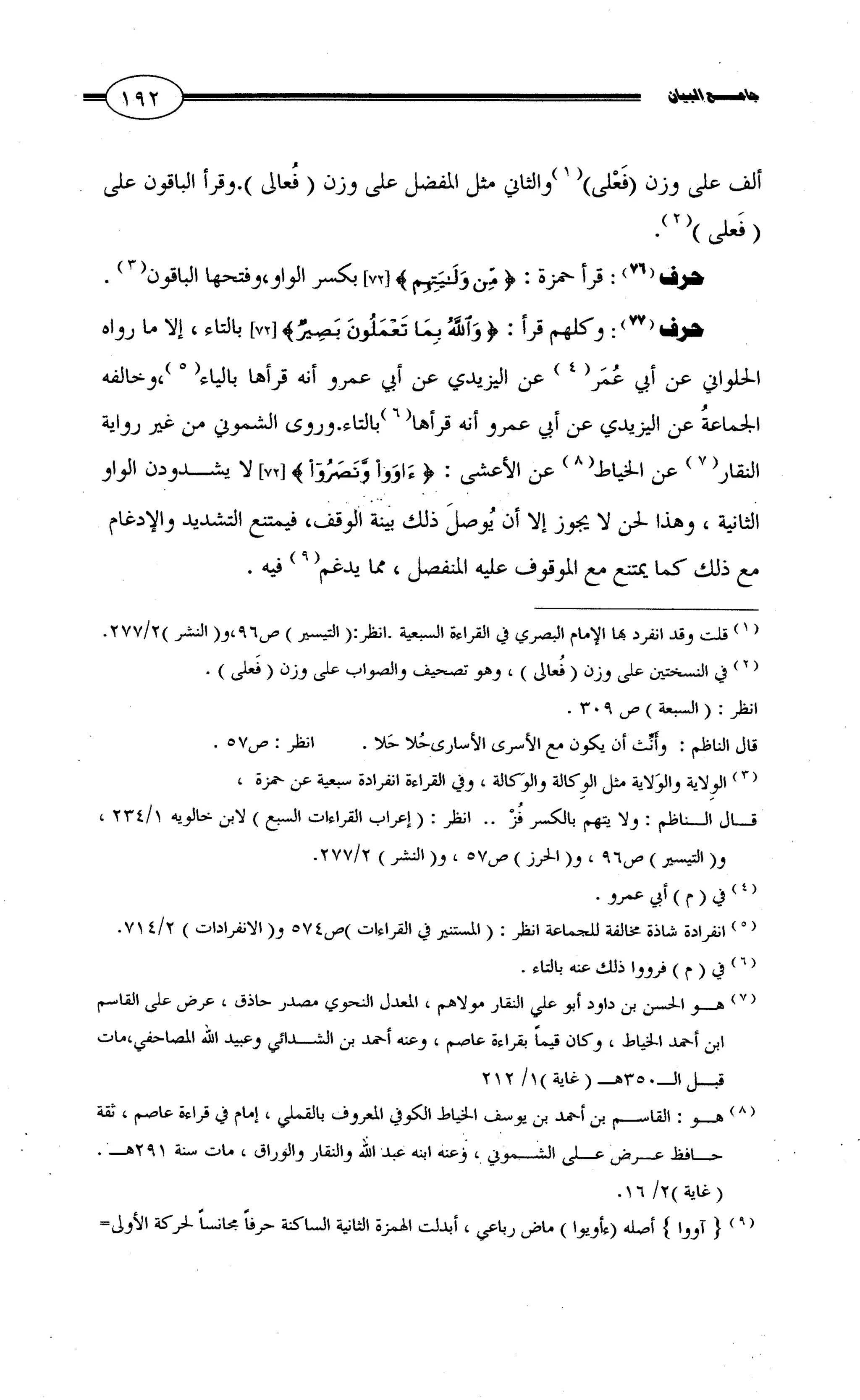 جامع البيان في القراءات السبع لابي عمرو الداني من أول سورة الأعراف الى نهاية سورة القصص   الرسالة