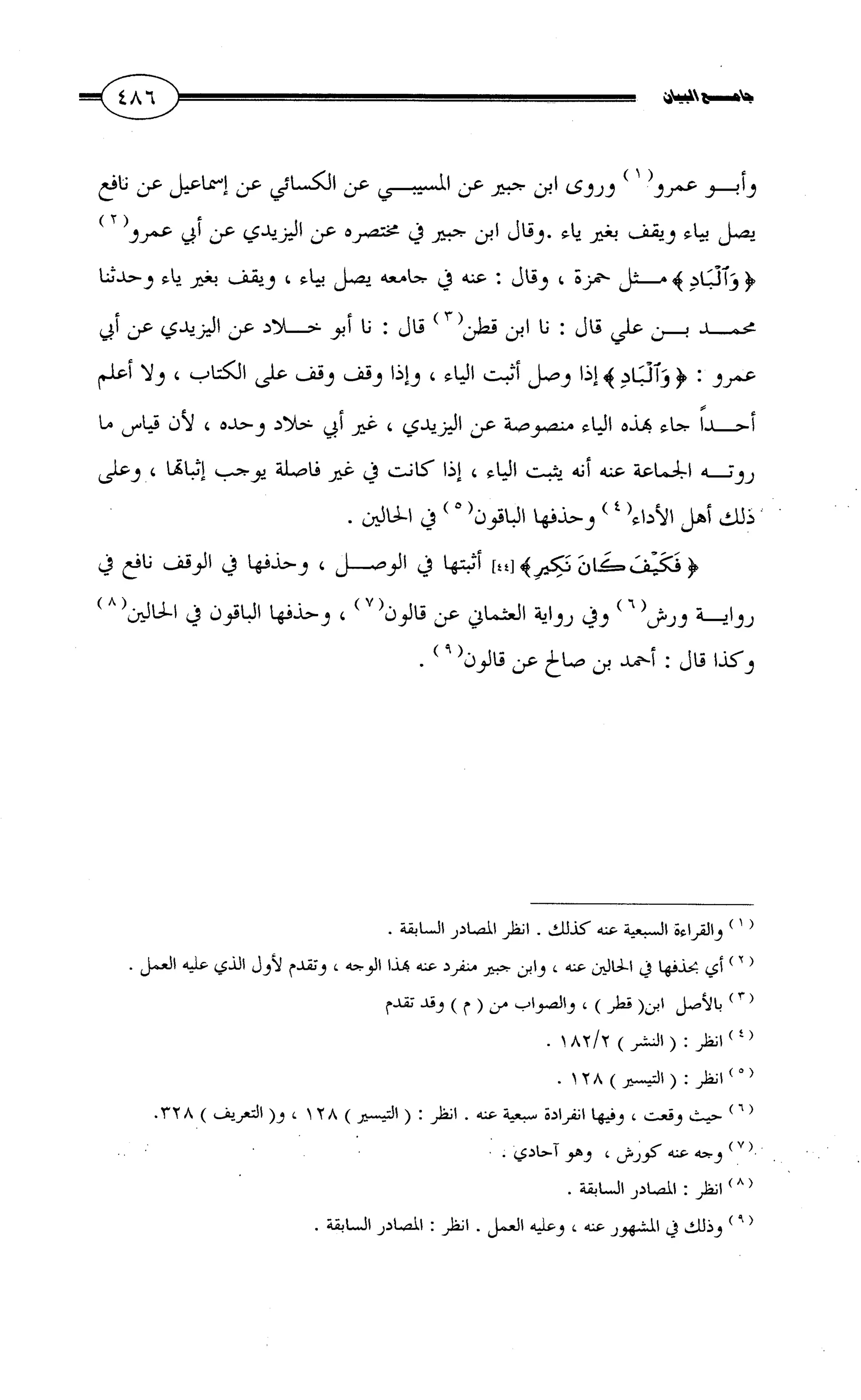 جامع البيان في القراءات السبع لابي عمرو الداني من أول سورة الأعراف الى نهاية سورة القصص   الرسالة