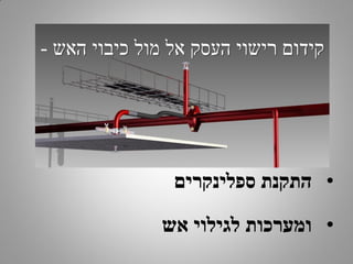 ‫קידום רישוי העסק אל מול כיבוי האש -‬

‫• התקנת ספלינקרים‬
‫• ומערכות לגילוי אש‬

 