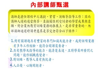 內部講師甄選

 