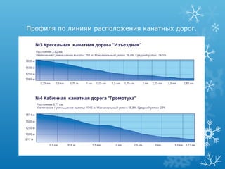 Профиля по линиям расположения канатных дорог.

 