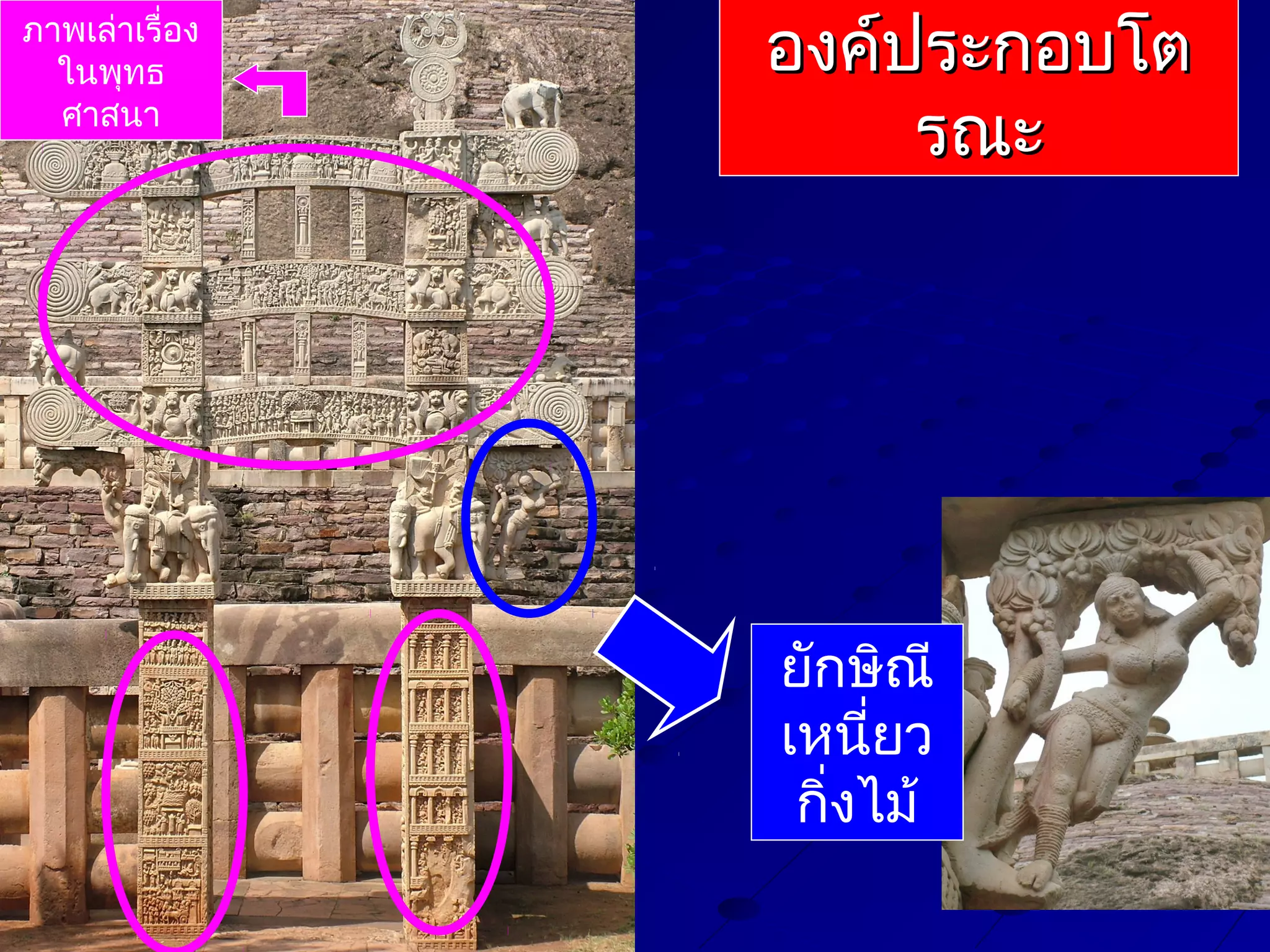 ภาพเล่าเรื่อง
ในพุทธ
ศาสนา

องค์ประกอบโต
รณะ

ยักษิณี
เหนี่ยว
กิ่งไม้

 