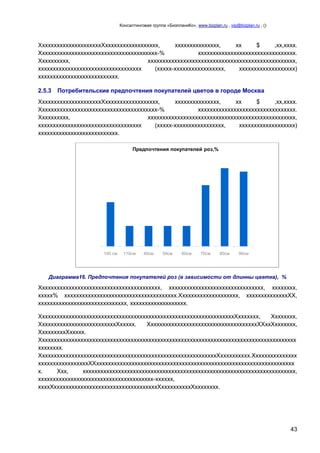 Консалтинговая группа «БизпланиКо», www.bizplan.ru , vip@bizplan.ru , ()

ХххххххххххххххххххххХхххххххххххххххххх,
ххххххххххххххх,
хх
$
,хх,хххх.
Хххххххххххххххххххххххххххххххххххххххх-%
ххххххххххххххххххххххххххххххххх.
Хххххххххх,
хххххххххххххххххххххххххххххххххххххххххххххххххх,
ххххххххххххххххххххххххххххххххххх
(ххххх-ххххххххххххххххх,
ххххххххххххххххххх)
ххххххххххххххххххххххххххх.
2.5.3

Потребительские предпочтения покупателей цветов в городе Москва

ХххххххххххххххххххххХхххххххххххххххххх,
ххххххххххххххх,
хх
$
,хх,хххх.
Хххххххххххххххххххххххххххххххххххххххх-%
ххххххххххххххххххххххххххххххххх.
Хххххххххх,
хххххххххххххххххххххххххххххххххххххххххххххххххх,
ххххххххххххххххххххххххххххххххххх
(ххххх-ххххххххххххххххх,
ххххххххххххххххххх)
ххххххххххххххххххххххххххх.
Предпочтения покупателей роз,%

100 см

110см

40см

50см

60см

70см

80см

90см

Диаграмма16. Предпочтения покупателей роз (в зависимости от длинны цветка), %

Ххххххххххххххххххххххххххххххххххххххххх, хххххххххххххххххххххххххххххххх, хххххххх,
ххххх% хххххххххххххххххххххххххххххххххххххх.Хххххххххххххххххххх, ххххххххххххххХХ,
хххххххххххххххххххххххххххххх, ххххххххххххххххххх.
ХхххххххххххххххххххххххххххххххххххххххххххххххххххххххххххххххххХххххххх,
Хххххххх,
ХхххххххххххххххххххххххххХххххх.
ХххххххххххххххххххххххххххххххххххххХХххХххххххх,
ХххххххххХххххх.
Ххххххххххххххххххххххххххххххххххххххххххххххххххххххххххххххххххххххххххххххххххххххх
хххххххх.
ХхххххххххххххххххххххххххххххххххххххххххххххххххххххххххххХхххххххххх.Ххххххххххххххх
хххххххххххххххххХХххххххххххххххххххххххххххххххххххххххххххххххххххххххххххххххххххх
х.
Ххх,
хххххххххххххххххххххххххххххххххххххххххххххххххххххххххххххххххххххххх,
ххххххххххххххххххххххххххххххххххххххх-хххххх,
ххххХхххххххххххххххххххххххххххххххххххХххххххххххХхххххххх.

43

 