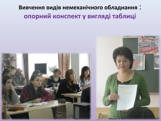 Вивчення видів немеханічного обладнання :

опорний конспект у вигляді таблиці

 