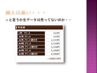  と言うか生データは売ってないのか・・

 
