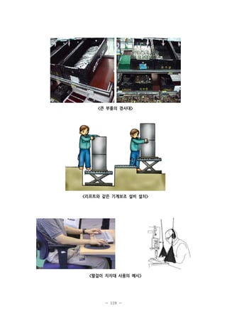 <큰 부품의 경사대>

<리프트와 같은 기계보조 설비 설치>

<팔걸이 지지대 사용의 예시>

- 128 -

 