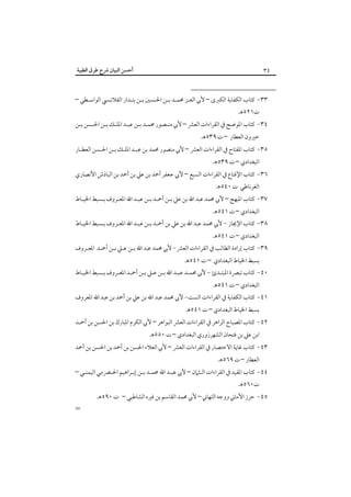 ‫أﺣﺴﻦ اﻟﺒﻴﺎن ﴍح ﻃﺮق اﻟﻄﻴﺒﺔ‬

‫٤٣‬

‫٣٣- ﻛﺘﺎب اﻟﻜﻔﺎﻳﺔ اﻟﻜﱪى – ﻷﰊ اﻟﻌـﺰ ﳏﻤـﺪ ﺑـﻦ اﳊـﺴﲔ ﺑـﻦ ﺑﻨـﺪار اﻟﻘﻼﻧـﴘ اﻟﻮاﺳـﻄﻲ –‬
‫ت١٢٥ﻫ.‬

‫٤٣- ﻛﺘﺎب اﳌﻮﺿﺢ ﰲ اﻟﻘﺮاءات اﻟﻌﴩ – ﻷﰊ ﻣﻨـﺼﻮر ﳏﻤـﺪ ﺑـﻦ ﻋﺒـﺪ اﳌﻠـﻚ ﺑـﻦ اﳊـﺴﻦ ﺑـﻦ‬
‫ﺧﲑون اﻟﻌﻄﺎر – ت ٩٣٥ﻫ.‬

‫٥٣- ﻛﺘﺎب اﳌﻔﺘﺎح ﰲ اﻟﻘﺮاءات اﻟﻌﴩ – ﻷﰊ ﻣﻨﺼﻮر ﳏﻤﺪ ﺑﻦ ﻋﺒـﺪ اﳌﻠـﻚ ﺑـﻦ اﳊـﺴﻦ اﻟﻌﻄـﺎر‬
‫اﻟﺒﻐﺪادي – ت ٩٣٥ﻫ.‬

‫٦٣- ﻛﺘﺎب اﻹﻗﻨﺎع ﰲ اﻟﻘﺮاءات اﻟﺴﺒﻊ – ﻷﰊ ﺟﻌﻔﺮ أﲪﺪ ﺑﻦ ﻋﲇ ﺑﻦ أﲪﺪ ﺑﻦ اﻟﺒﺎذش اﻷﻧﺼﺎري‬
‫اﻟﻐﺮﻧﺎﻃﻲ ت ٠٤٥ﻫ.‬

‫٧٣- ﻛﺘﺎب اﳌﺒﻬﺞ – ﻷﰊ ﳏﻤﺪ ﻋﺒﺪ اﷲ ﺑﻦ ﻋﲇ ﺑـﻦ أﲪـﺪ ﺑـﻦ ﻋﺒـﺪ اﷲ اﳌﻌـﺮوف ﺑـﺴﺒﻂ اﳋﻴـﺎط‬
‫اﻟﺒﻐﺪادي – ت ١٤٥ﻫ.‬

‫٨٣- ﻛﺘﺎب اﻹﳚﺎز - ﻷﰊ ﳏﻤﺪ ﻋﺒﺪ اﷲ ﺑﻦ ﻋﲇ ﺑﻦ أﲪـﺪ ﺑـﻦ ﻋﺒـﺪ اﷲ اﳌﻌـﺮوف ﺑـﺴﺒﻂ اﳋﻴـﺎط‬
‫اﻟﺒﻐﺪادي – ت ١٤٥ﻫ.‬

‫٩٣- ﻛﺘﺎب إرادة اﻟﻄﺎﻟﺐ ﰲ اﻟﻘﺮاءات اﻟﻌﴩ- ﻷﰊ ﳏﻤﺪ ﻋﺒﺪ اﷲ ﺑـﻦ ﻋـﲇ ﺑـﻦ أﲪـﺪ اﳌﻌـﺮوف‬
‫ﺑﺴﺒﻂ اﳋﻴﺎط اﻟﺒﻐﺪادي – ت ١٤٥ﻫ.‬

‫٠٤- ﻛﺘﺎب ﺗﺒﴫة اﳌﺒﺘـﺪئ - ﻷﰊ ﳏﻤـﺪ ﻋﺒـﺪ اﷲ ﺑـﻦ ﻋـﲇ ﺑـﻦ أﲪـﺪ اﳌﻌـﺮوف ﺑـﺴﺒﻂ اﳋﻴـﺎط‬
‫اﻟﺒﻐﺪادي – ت ١٤٥ﻫ.‬

‫١٤- ﻛﺘﺎب اﻟﻜﻔﺎﻳﺔ ﰲ اﻟﻘﺮاءات اﻟﺴﺖ- ﻷﰊ ﳏﻤﺪ ﻋﺒﺪ اﷲ ﺑﻦ ﻋﲇ ﺑﻦ أﲪﺪ ﺑﻦ ﻋﺒﺪ اﷲ اﳌﻌﺮوف‬
‫ﺑﺴﺒﻂ اﳋﻴﺎط اﻟﺒﻐﺪادي – ت ١٤٥ﻫ.‬

‫٢٤- ﻛﺘﺎب اﳌﺼﺒﺎح اﻟﺰاﻫﺮ ﰲ اﻟﻘﺮاءات اﻟﻌﴩ اﻟﺒﻮاﻫﺮ – ﻷﰊ اﻟﻜﺮم اﳌﺒﺎرك ﺑﻦ اﳊﺴﻦ ﺑﻦ أﲪـﺪ‬
‫اﺑﻦ ﻋﲇ ﺑﻦ ﻓﺘﺤﺎن اﻟﺸﻬﺮزوري اﻟﺒﻐﺪادي – ت ٠٥٥ﻫ.‬

‫٣٤- ﻛﺘﺎب ﻏﺎﻳﺔ اﻻﺧﺘﺼﺎر ﰲ اﻟﻘﺮاءات اﻟﻌﴩ – ﻷﰊ اﻟﻌﻼء اﳊﺴﻦ ﺑﻦ أﲪﺪ ﺑﻦ اﳊﺴﻦ ﺑﻦ أﲪﺪ‬
‫اﻟﻌﻄﺎر – ت ٩٦٥ﻫ.‬

‫٤٤- ﻛﺘﺎب اﳌﻔﻴﺪ ﰲ اﻟﻘﺮاءات اﻟـﺜﲈن – ﻷﰊ ﻋﺒـﺪ اﷲ ﳏﻤـﺪ ﺑـﻦ إﺑـﺮاﻫﻴﻢ اﳊـﴬﻣﻲ اﻟﻴﻤﻨـﻲ –‬
‫ت٠٦٥ﻫ.‬

‫٥٤- ﺣﺮز اﻷﻣﺎﲏ ووﺟﻪ اﻟﺘﻬﺎﲏ – ﻷﰊ ﳏﻤﺪ اﻟﻘﺎﺳﻢ ﺑﻦ ﻓﲑه اﻟﺸﺎﻃﺒﻲ – ت ٠٩٥ﻫ.‬

‫=‬

 