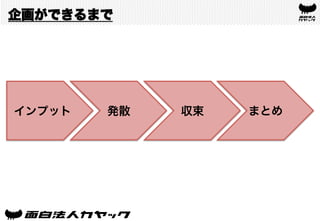 インプット 発散 収束 まとめ
企画ができるまで
 