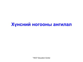 "VEG" Education Center
Хүнсний ногооны ангилал
 